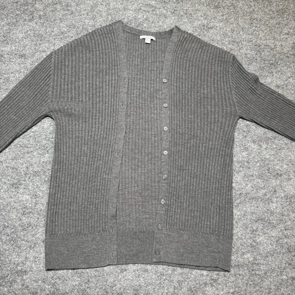 COS 100% Wool Button Up Cardigan Sweater Gray Minimalist Capsule Womens Size L - Picture 3 of 12